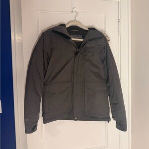 Eddie Bauer Charcoal Hooded Jacket with Fur Trim